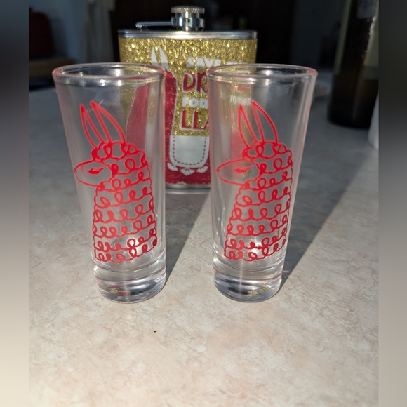 Drama llama Flask + 🦙 Shot glasses sparkly gold - Picture 2 of 10